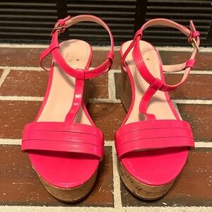 Kate Spade Hot Pink Wedge Sandal size 7.5